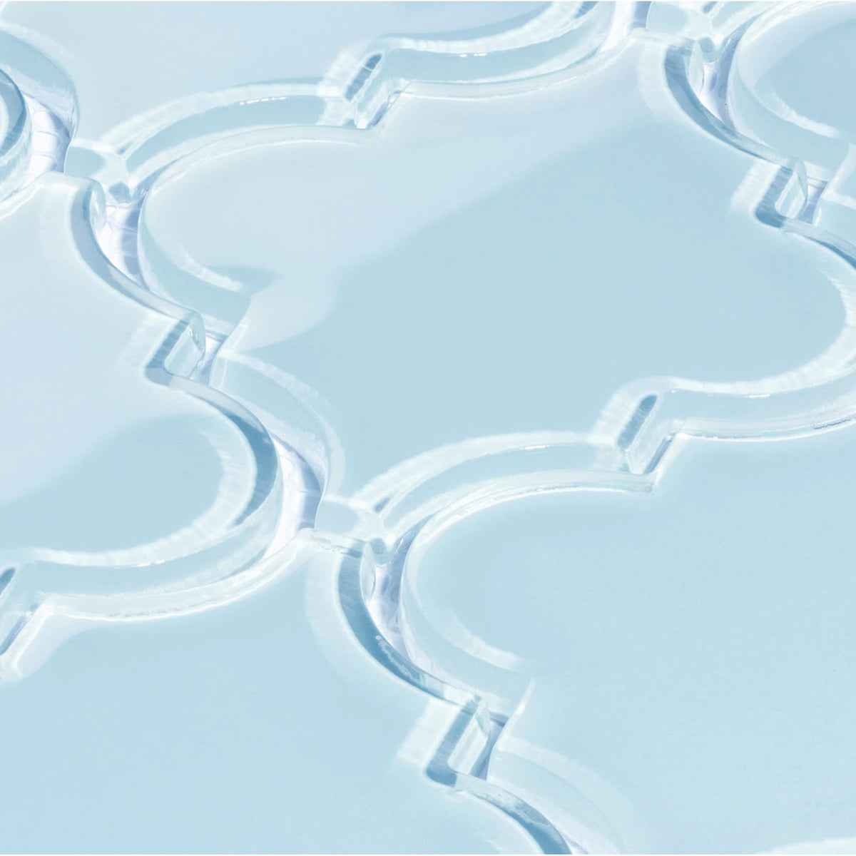 Giorbello (Sample) Glass Arabesque Tiles Morning Sky Blue 4-1/2-in x 4-1/2-in Glossy Glass Lantern Subway Wall Tile