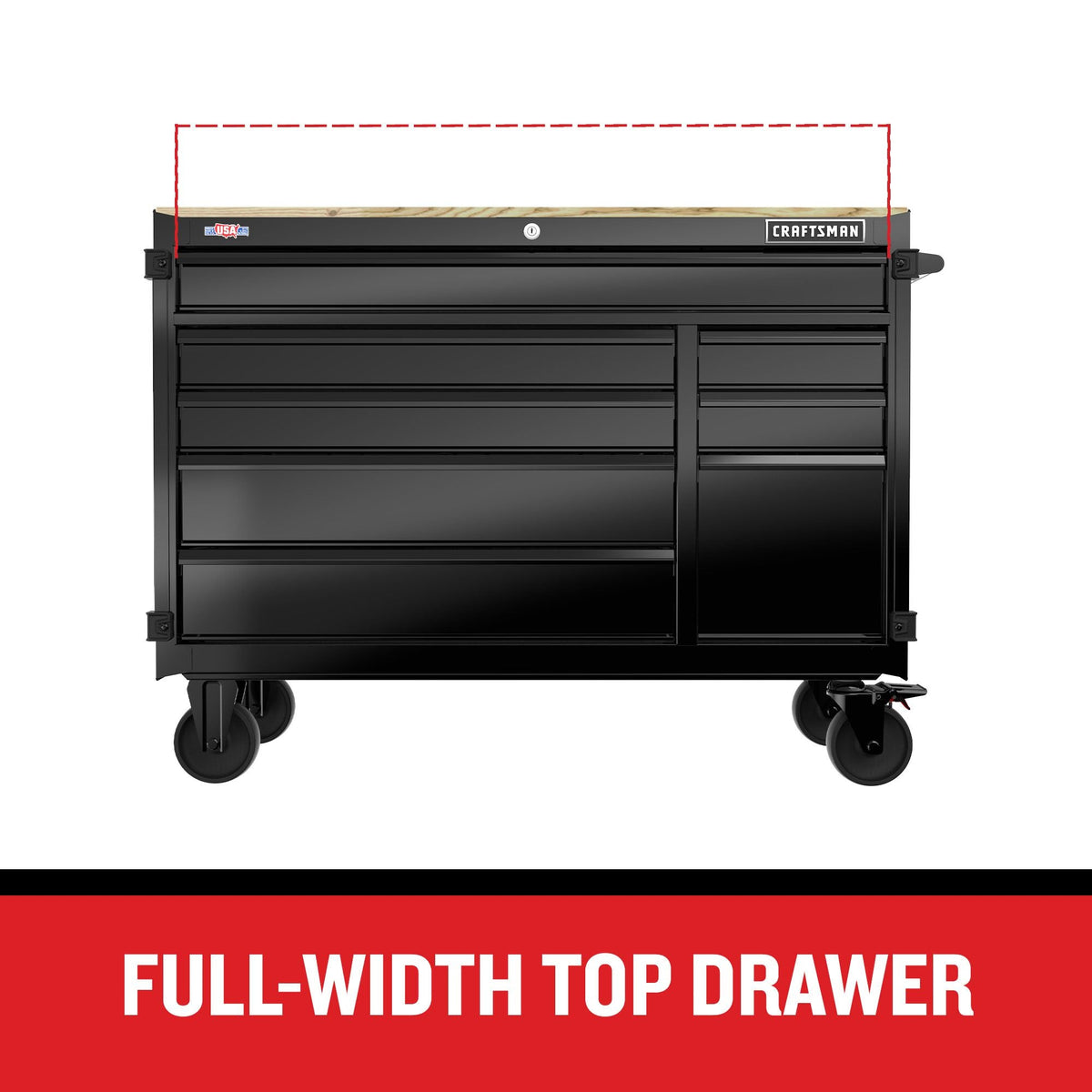 CRAFTSMAN Premium 2000 Series 51.2-in L x 39.5-in H 8-Drawer Rolling Black Wood Work Bench