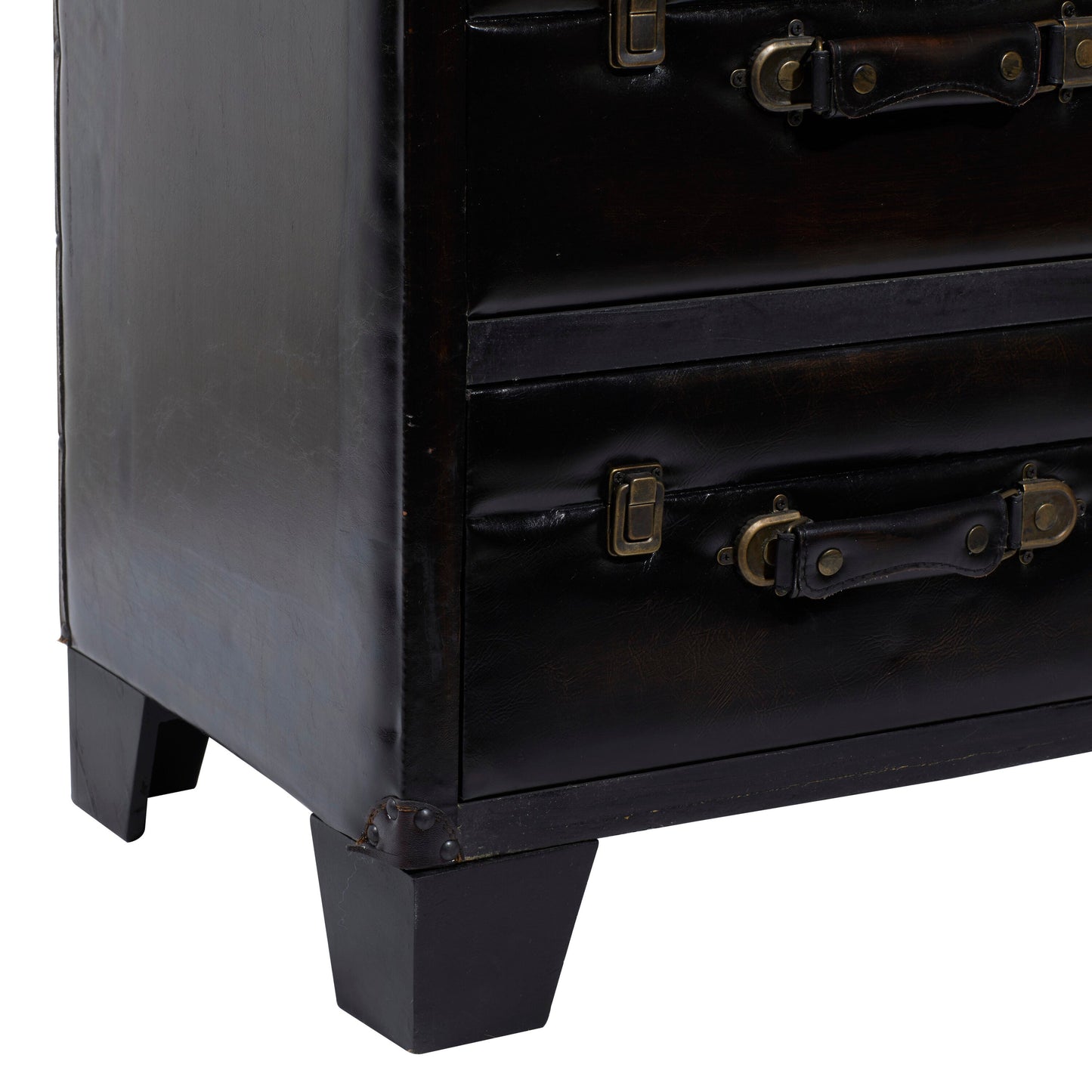 Grayson Lane Dark Brown Vintage Faux Leather 3-Drawer Accent Chest