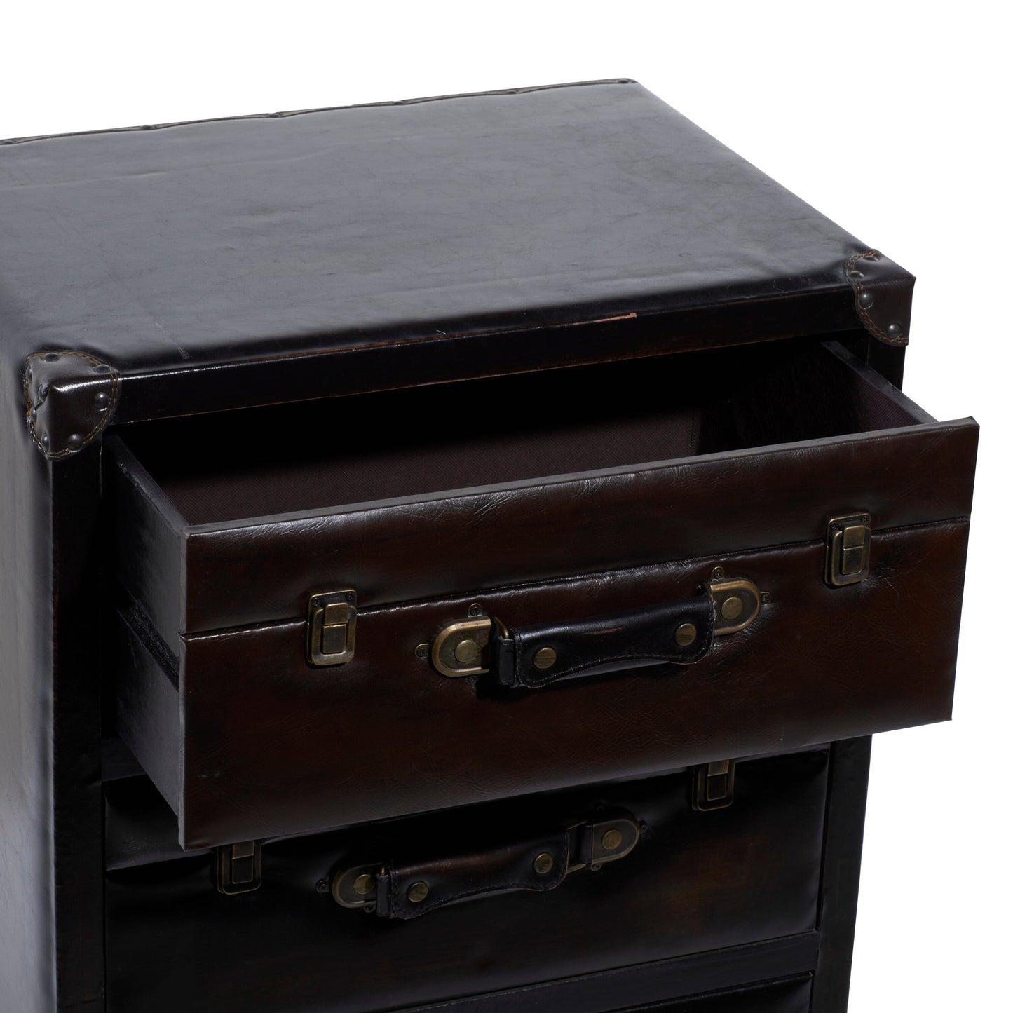 Grayson Lane Dark Brown Vintage Faux Leather 3-Drawer Accent Chest