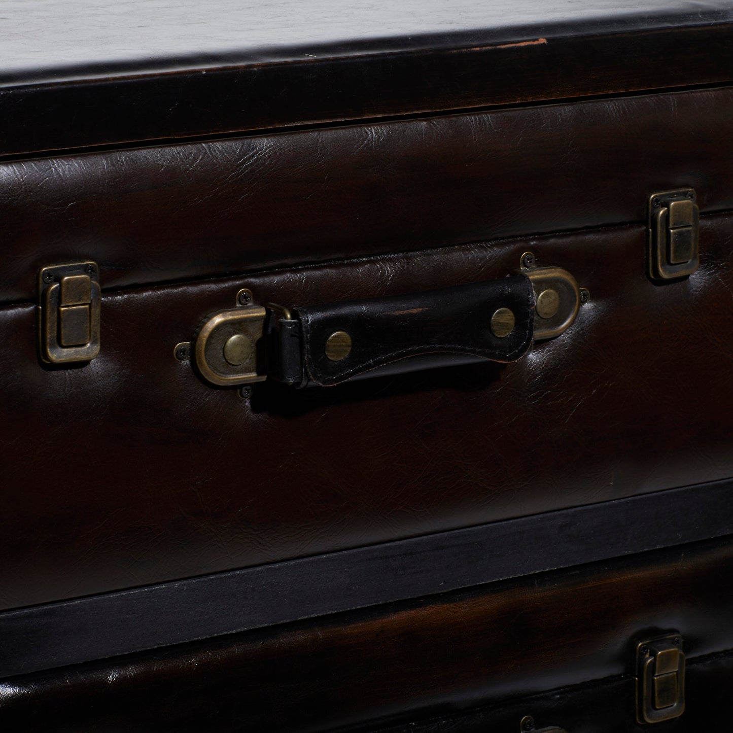 Grayson Lane Dark Brown Vintage Faux Leather 3-Drawer Accent Chest