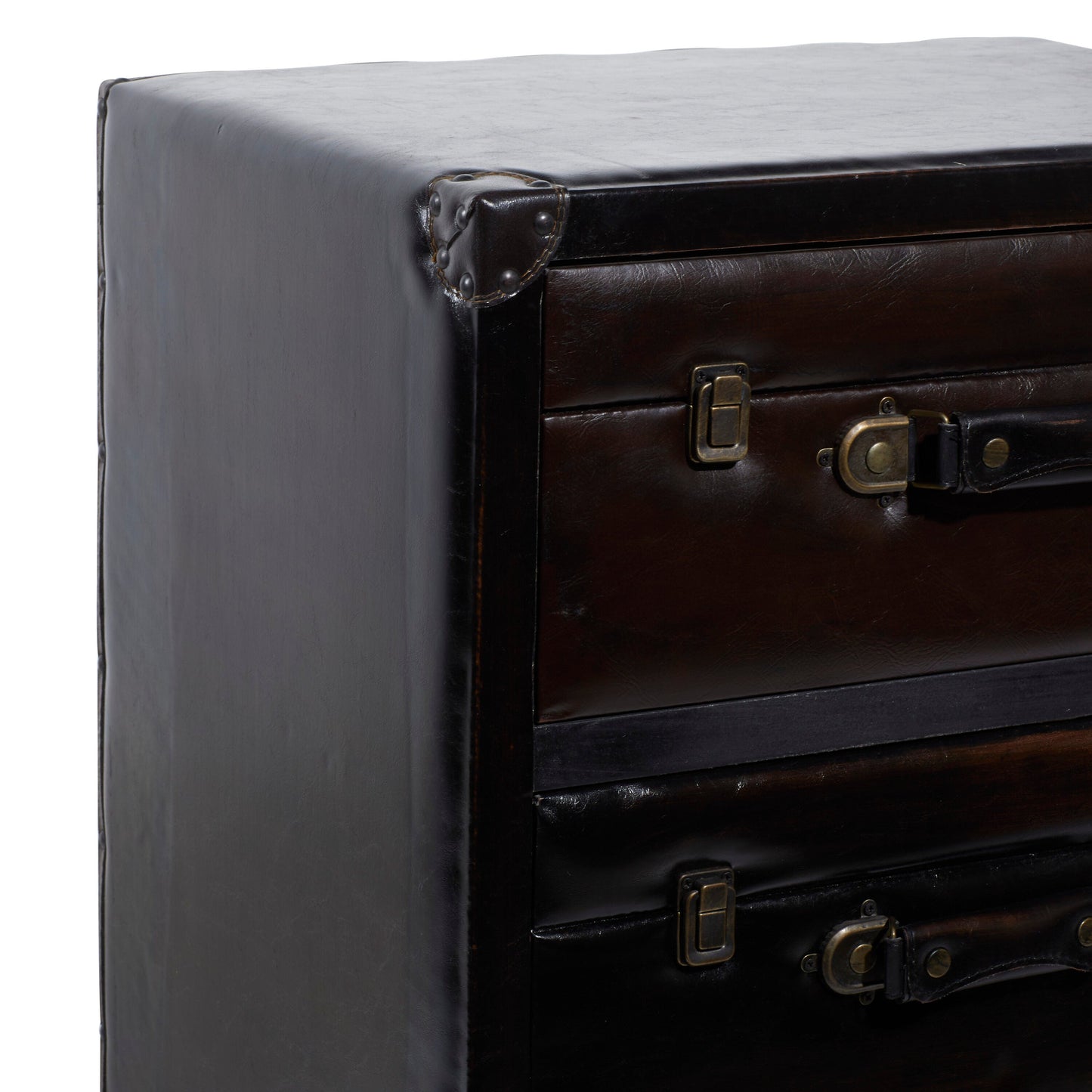Grayson Lane Dark Brown Vintage Faux Leather 3-Drawer Accent Chest