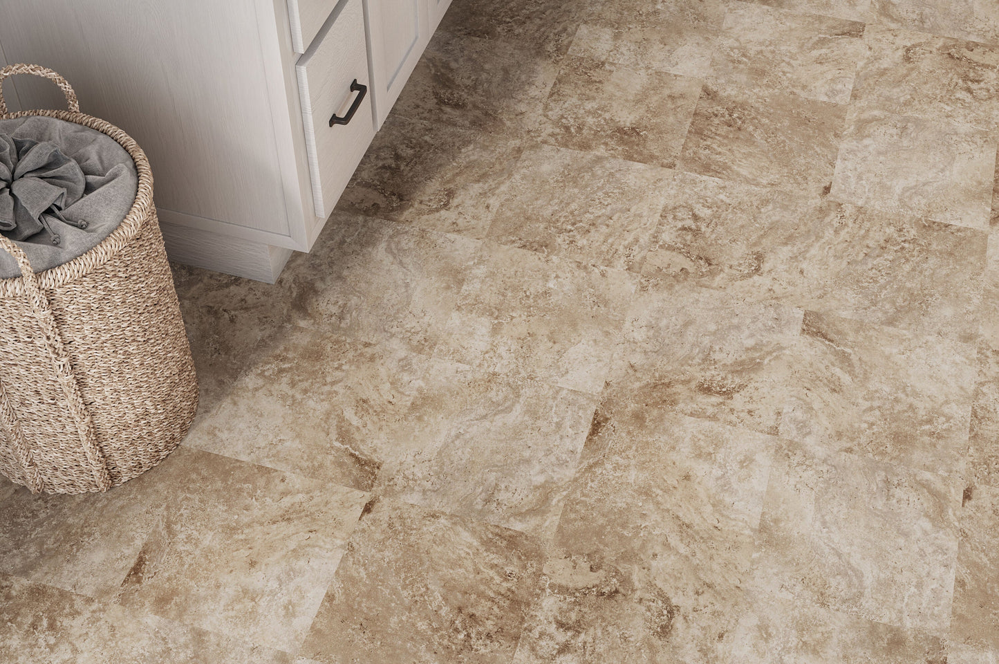 Style Selections Tumbled Stone 12-in x 12-in Water-Resistant Peel-and-Stick Vinyl Tile Flooring (1-sq ft)