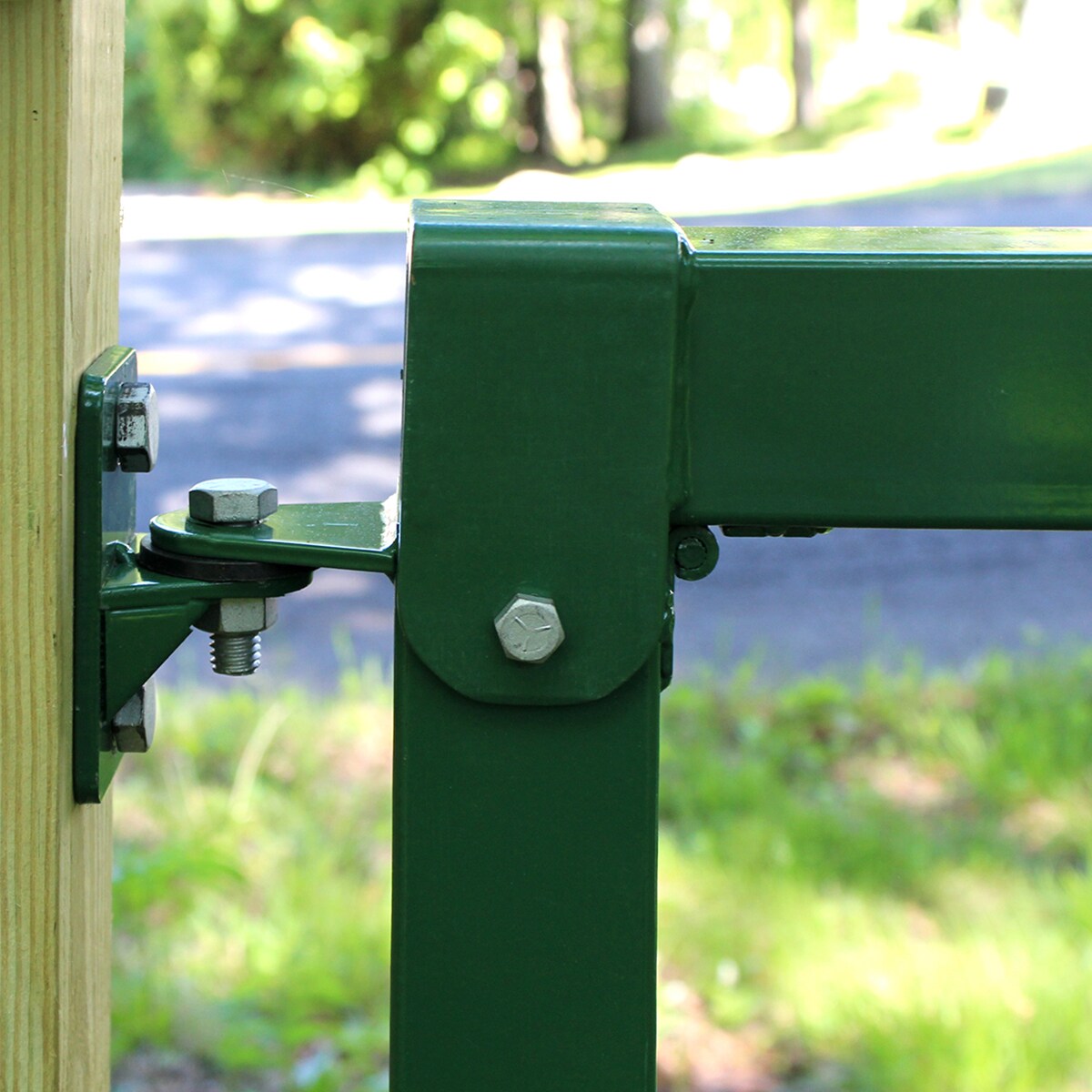 FIRST DEFENSE 11.76-ft x 2.37-ft Green Steel Driveway Gate