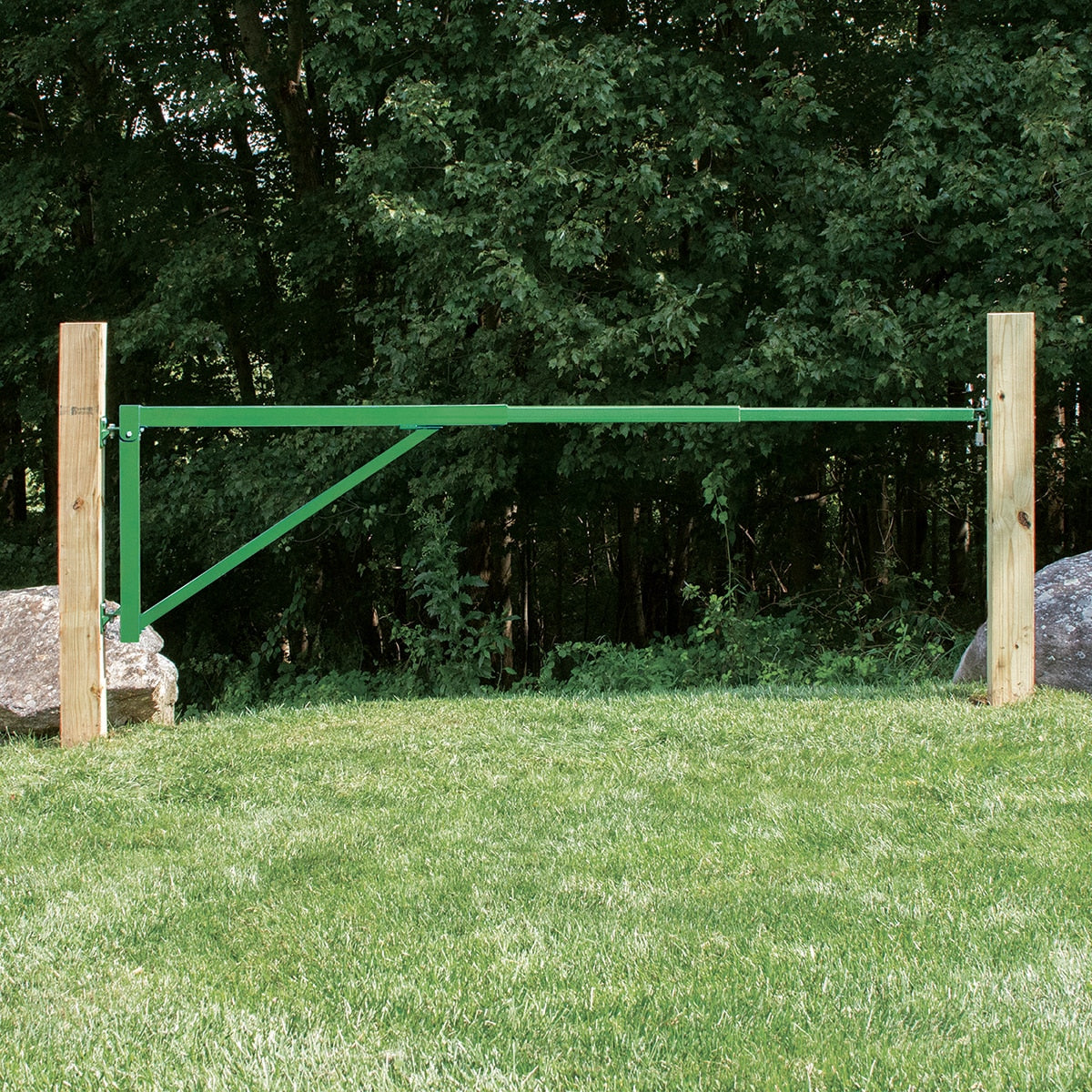 FIRST DEFENSE 11.76-ft x 2.37-ft Green Steel Driveway Gate