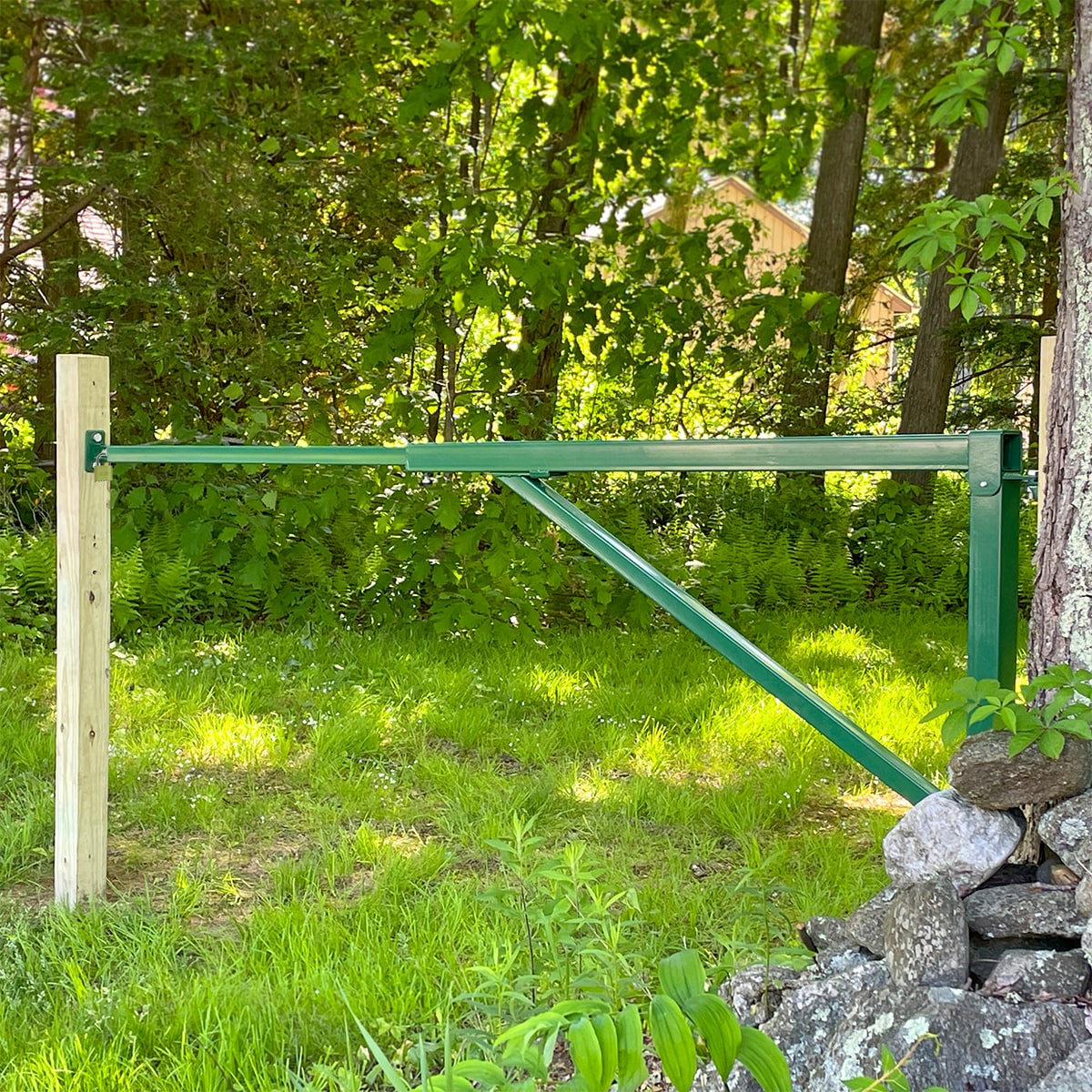 FIRST DEFENSE 11.76-ft x 2.37-ft Green Steel Driveway Gate