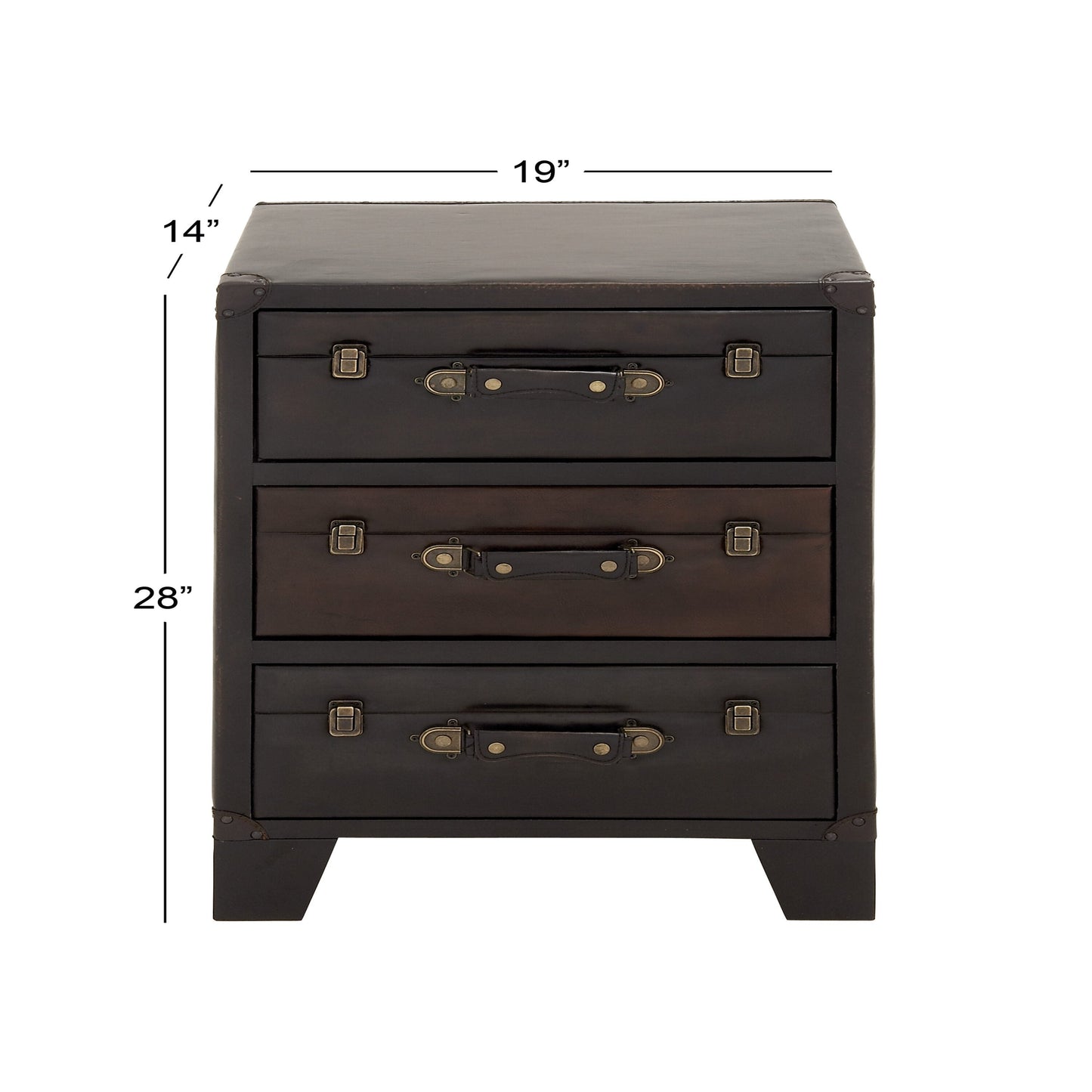 Grayson Lane Dark Brown Vintage Faux Leather 3-Drawer Accent Chest