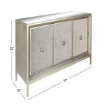 Grayson Lane Gray Upholstered Front Panel 1 Shelf and 3 Doors Accent Chest