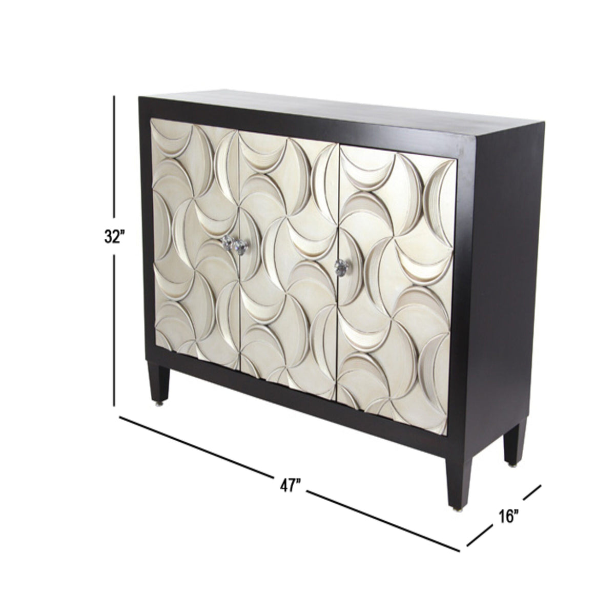 Grayson Lane Black Silver Crescent Moon Relief Design Accent Chest