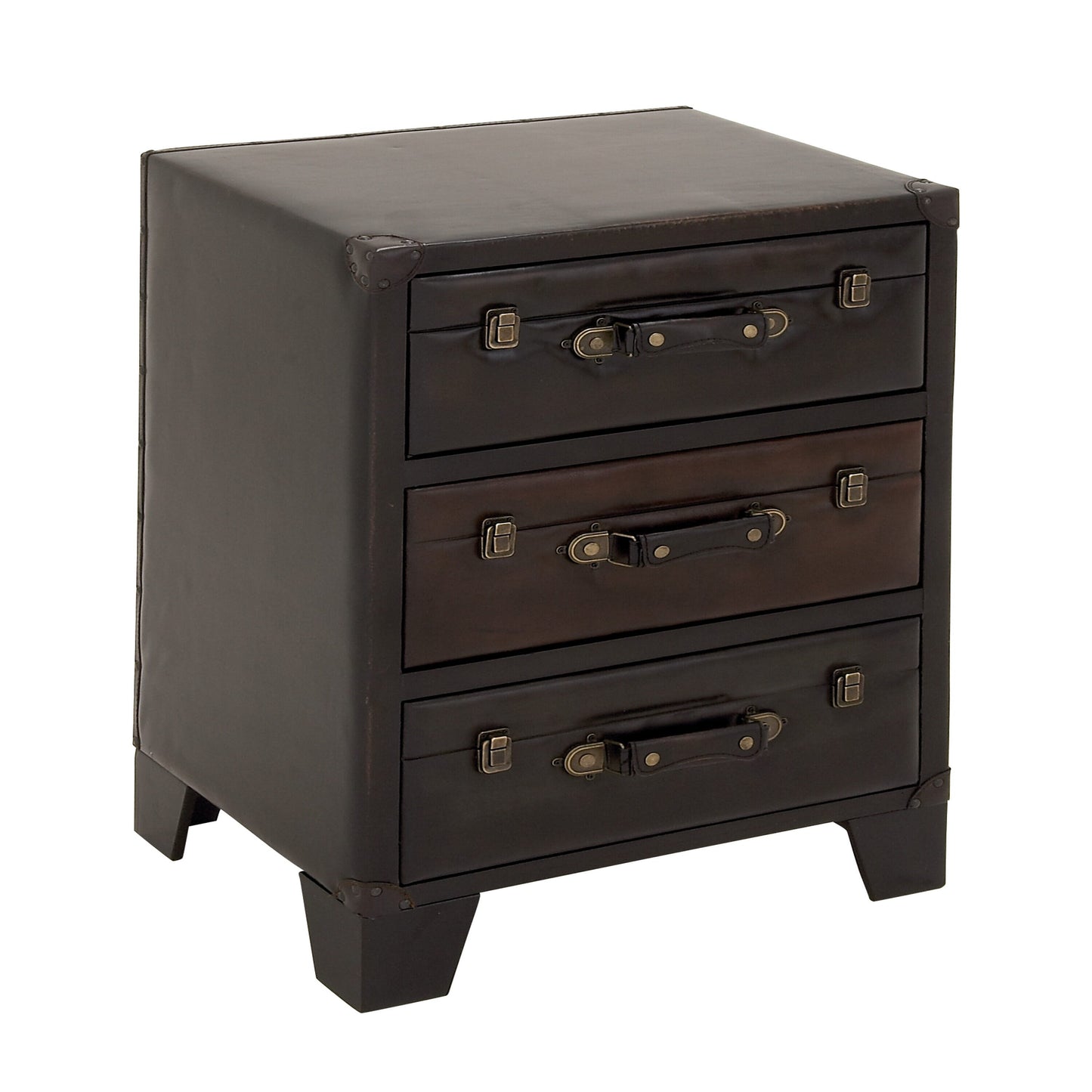 Grayson Lane Dark Brown Vintage Faux Leather 3-Drawer Accent Chest