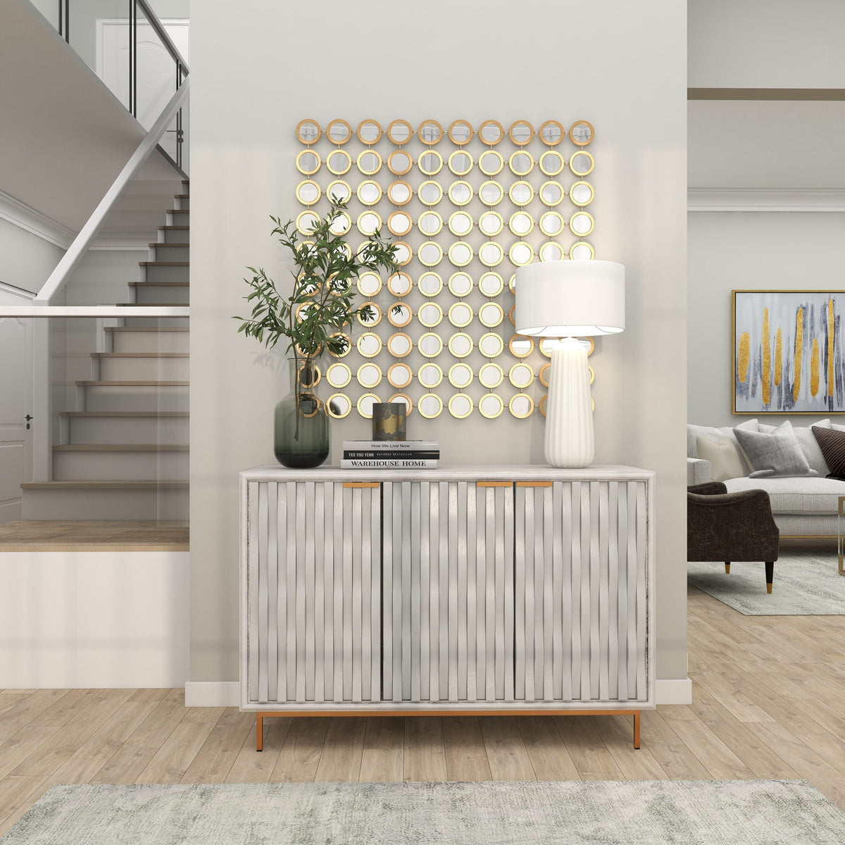 Grayson Lane White 1 Shelf and 3 Doors Accent Chest