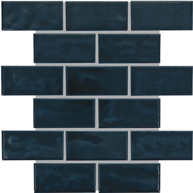 American Olean Hillcrest Ridge Deep Blue 10-in x 12-in Glossy Ceramic Brick Patterned Wall Tile (9.96-sq. ft/ Carton)