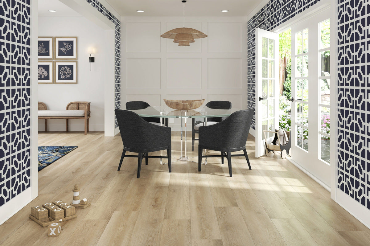 STAINMASTER (Sample) Aubrey Oak Waterproof Wood Look Interlocking Luxury Vinyl Plank, 12-mil Wear Layer, 9.05-in W x 12-in L