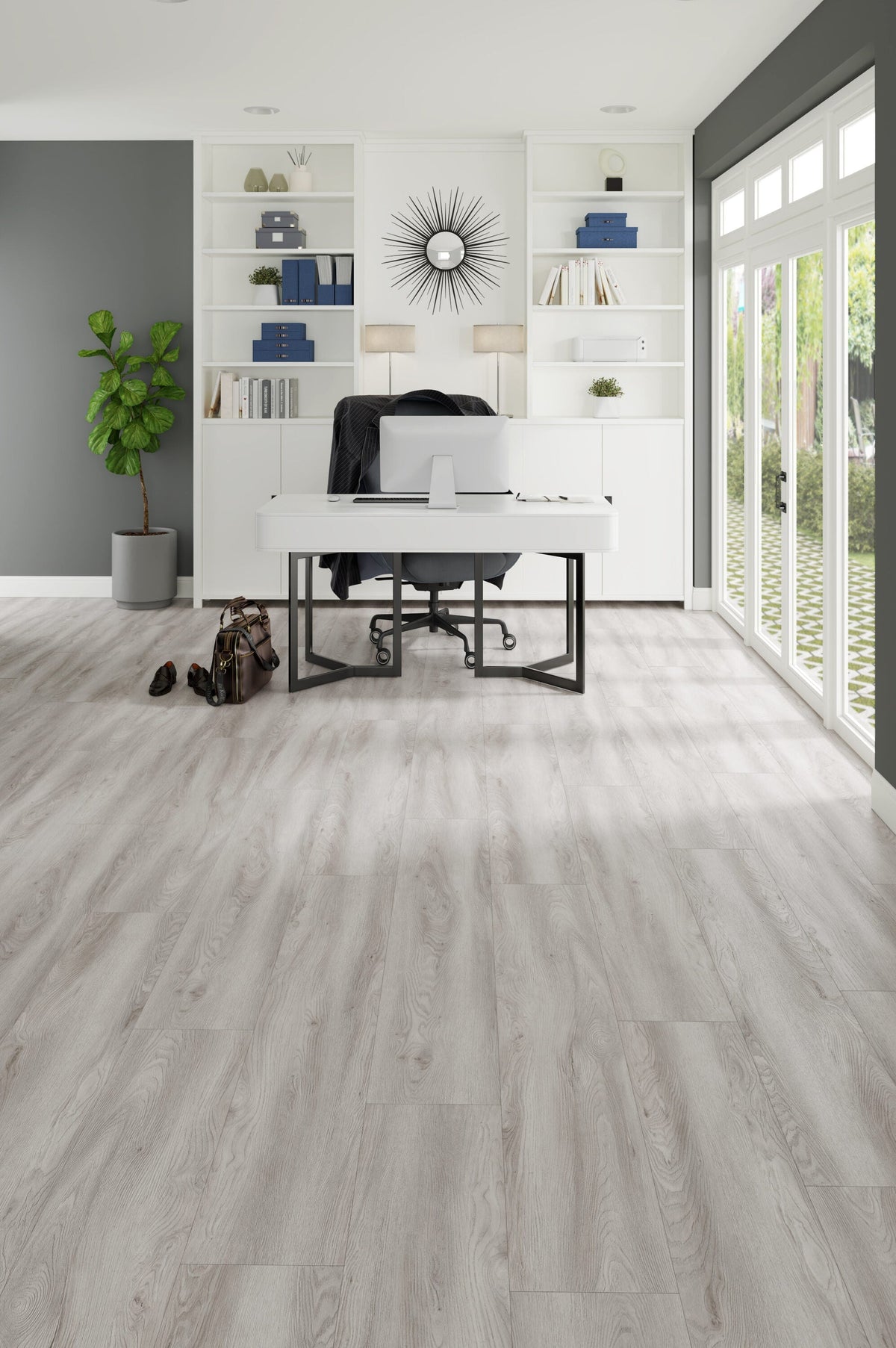 STAINMASTER (Sample) Beeson Oak Waterproof Wood Look Interlocking Luxury Vinyl Plank, 12-mil Wear Layer, 9.05-in x 12-in