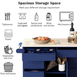 Bybafun Blue Mdf Base with Wood Top Rolling Kitchen Cart (18.5-in x 53.1-in x 37-in)