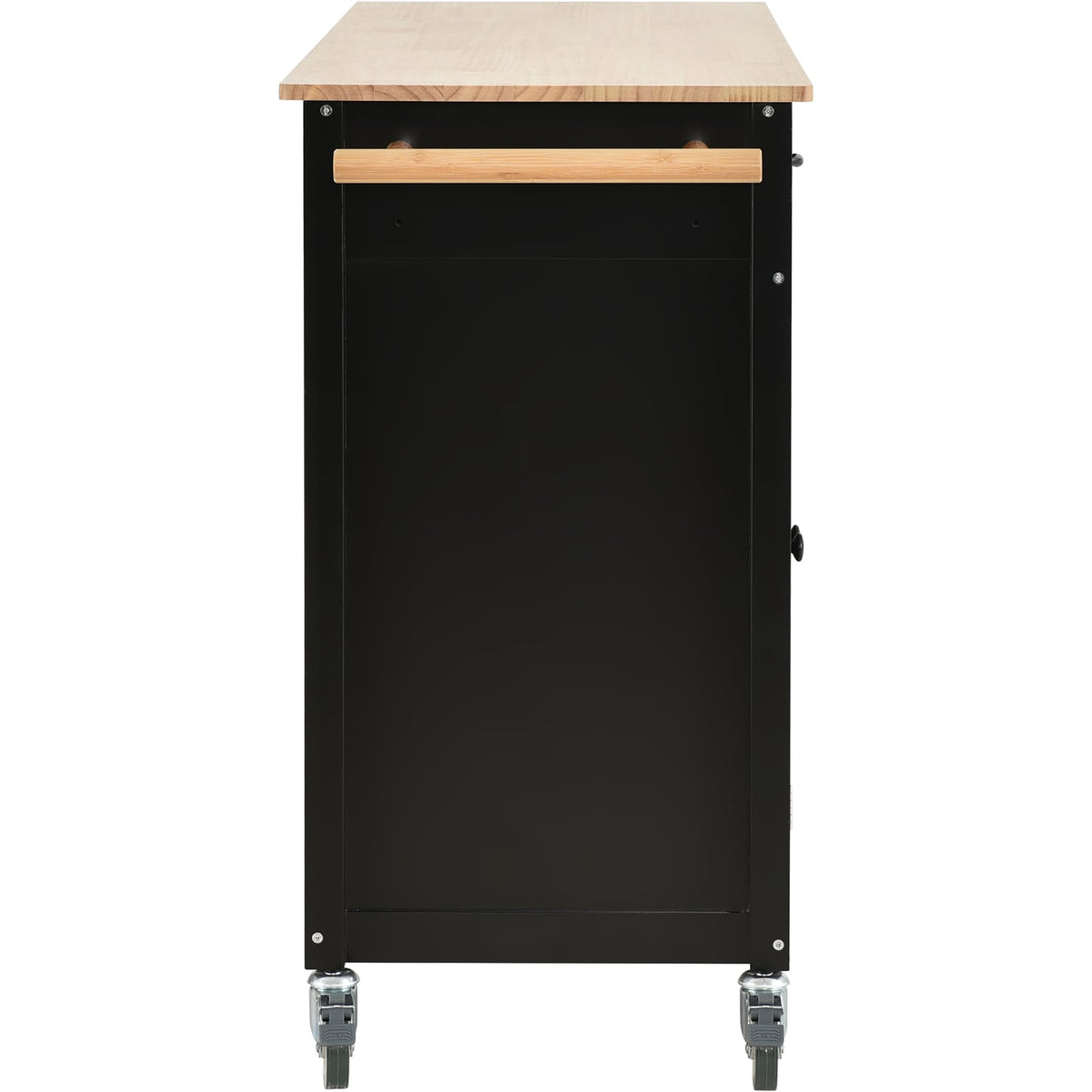 Bybafun Black Mdf Base with Wood Top Rolling Kitchen Cart (18.5-in x 54.33-in x 36.22-in)