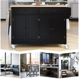 Bybafun Black Mdf Base with Wood Top Rolling Kitchen Cart (18.5-in x 54.33-in x 36.22-in)