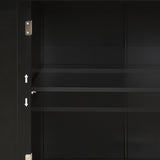 Bybafun Black Mdf Base with Wood Top Rolling Kitchen Cart (18.5-in x 54.33-in x 36.22-in)