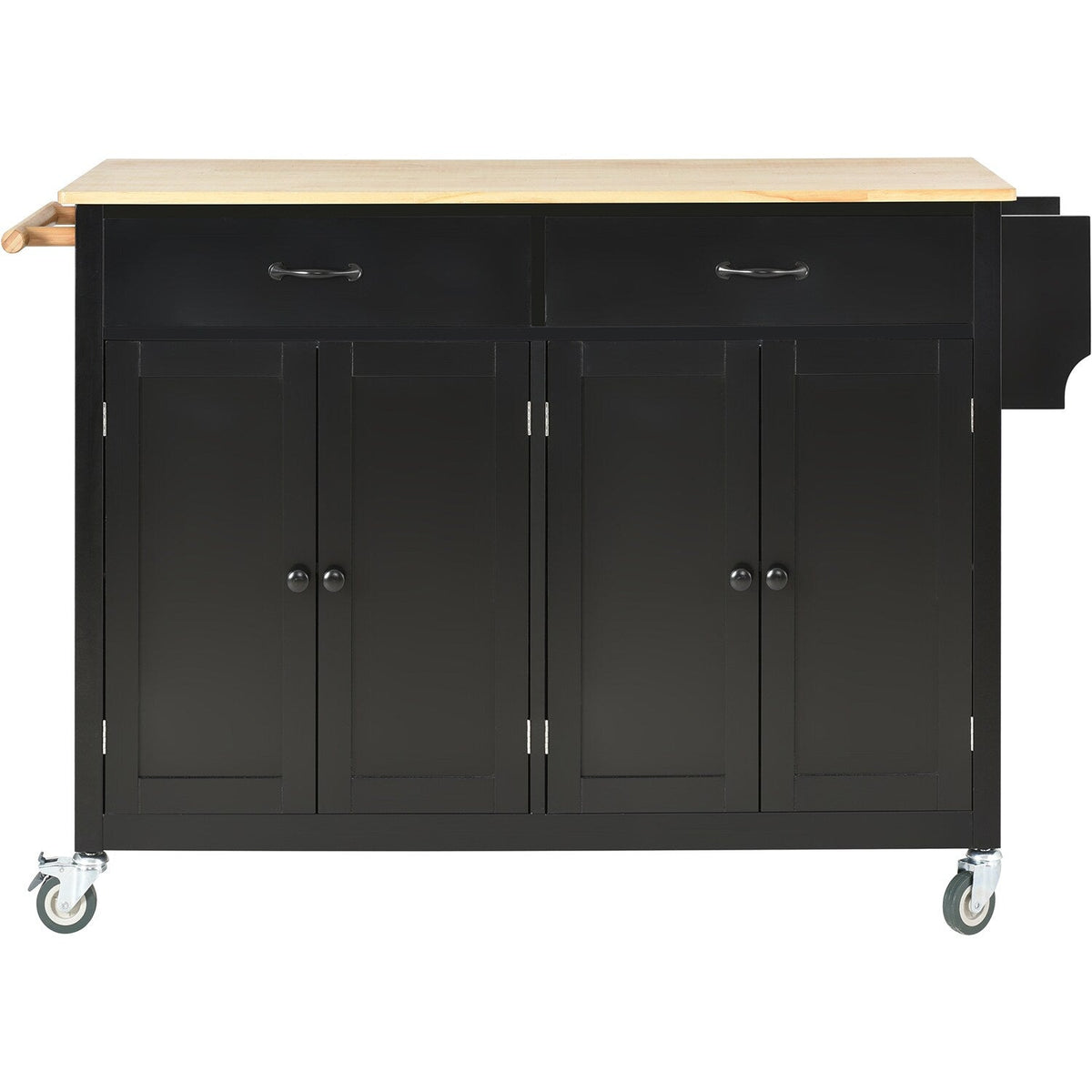 Bybafun Black Mdf Base with Wood Top Rolling Kitchen Cart (18.5-in x 54.33-in x 36.22-in)