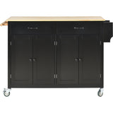 Bybafun Black Mdf Base with Wood Top Rolling Kitchen Cart (18.5-in x 54.33-in x 36.22-in)