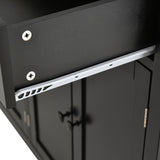Bybafun Black Mdf Base with Wood Top Rolling Kitchen Cart (18.5-in x 54.33-in x 36.22-in)