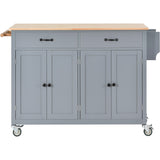 Bybafun Gray Mdf Base with Wood Top Rolling Kitchen Cart (18.5-in x 54.33-in x 36.22-in)