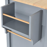 Bybafun Gray Mdf Base with Wood Top Rolling Kitchen Cart (18.5-in x 54.33-in x 36.22-in)