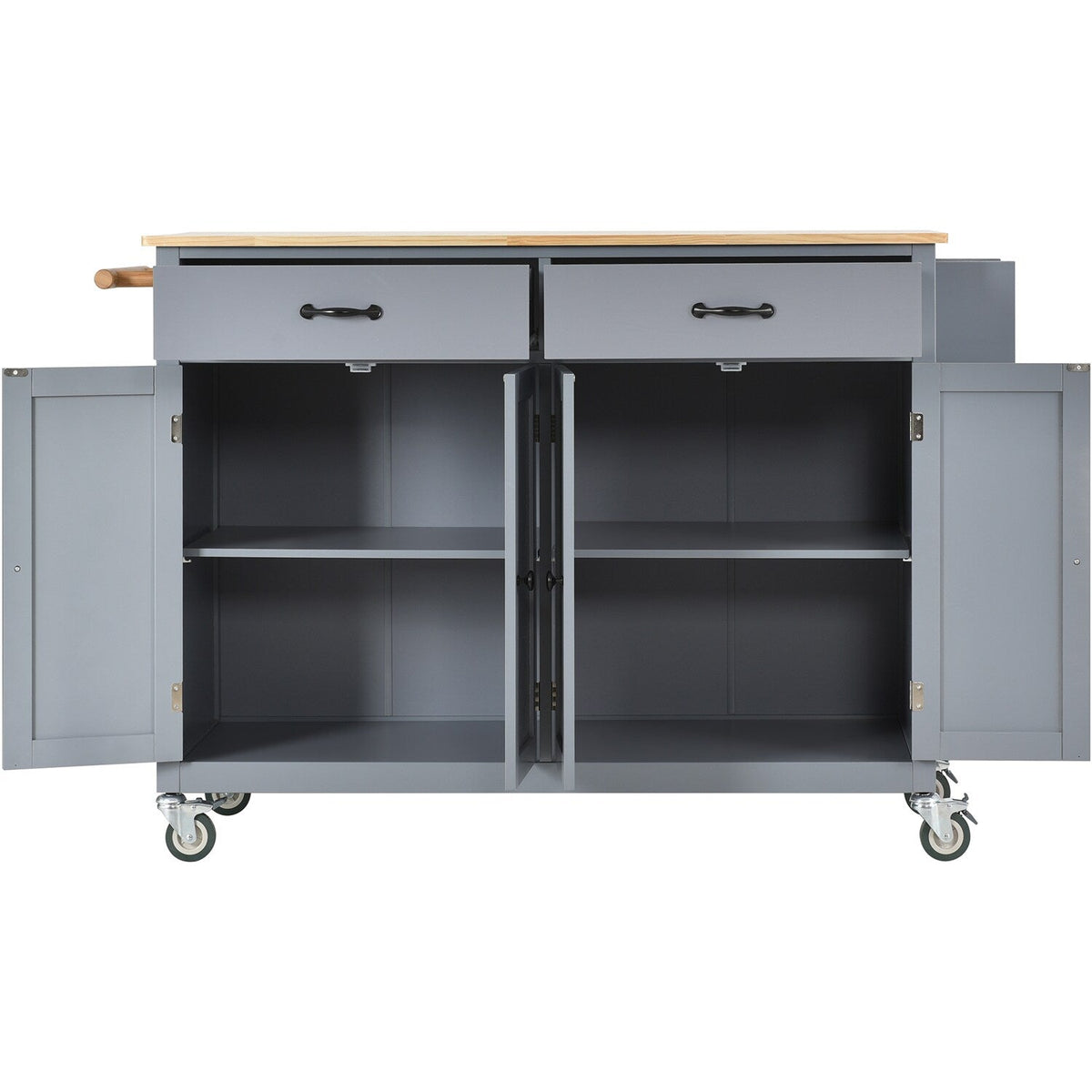 Bybafun Gray Mdf Base with Wood Top Rolling Kitchen Cart (18.5-in x 54.33-in x 36.22-in)