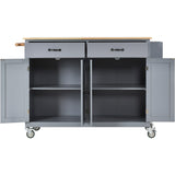 Bybafun Gray Mdf Base with Wood Top Rolling Kitchen Cart (18.5-in x 54.33-in x 36.22-in)