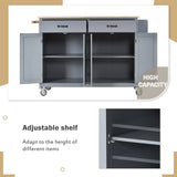 Bybafun Gray Mdf Base with Wood Top Rolling Kitchen Cart (18.5-in x 54.33-in x 36.22-in)