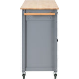 Bybafun Gray Mdf Base with Wood Top Rolling Kitchen Cart (18.5-in x 54.33-in x 36.22-in)