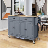 Bybafun Gray Mdf Base with Wood Top Rolling Kitchen Cart (18.5-in x 54.33-in x 36.22-in)