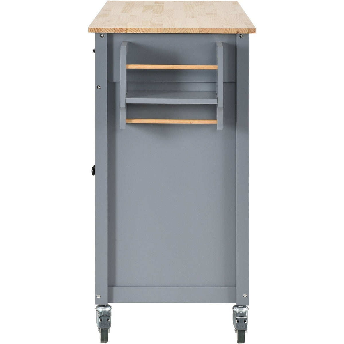 Bybafun Gray Mdf Base with Wood Top Rolling Kitchen Cart (18.5-in x 54.33-in x 36.22-in)