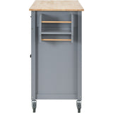 Bybafun Gray Mdf Base with Wood Top Rolling Kitchen Cart (18.5-in x 54.33-in x 36.22-in)