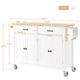 Bybafun White Mdf Base with Wood Top Rolling Kitchen Cart (18.5-in x 54.33-in x 36.22-in)