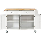 Bybafun White Mdf Base with Wood Top Rolling Kitchen Cart (18.5-in x 54.33-in x 36.22-in)