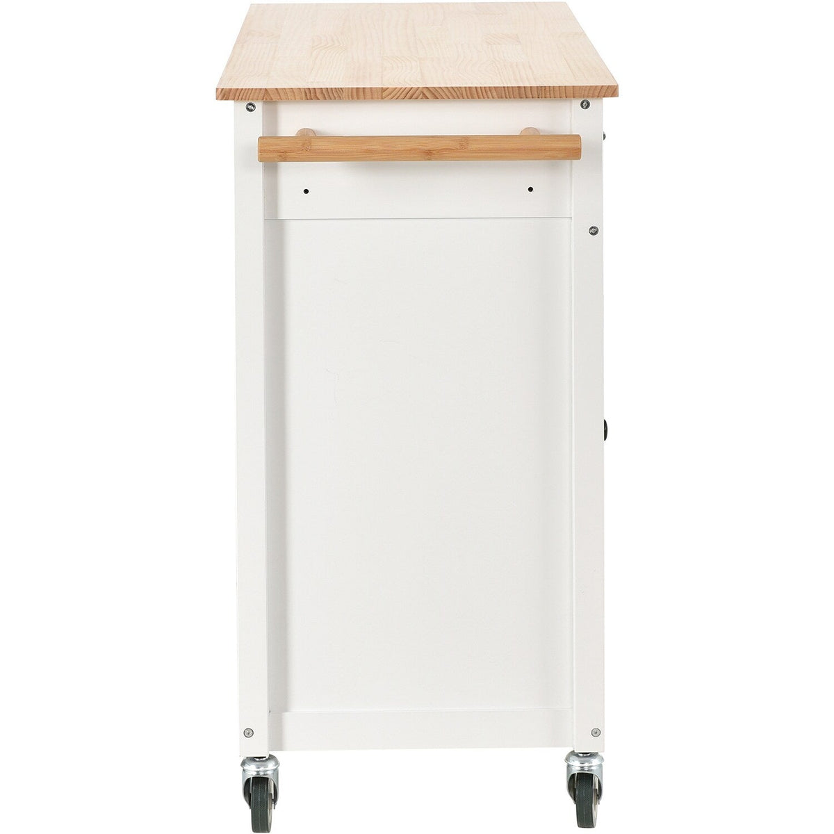 Bybafun White Mdf Base with Wood Top Rolling Kitchen Cart (18.5-in x 54.33-in x 36.22-in)