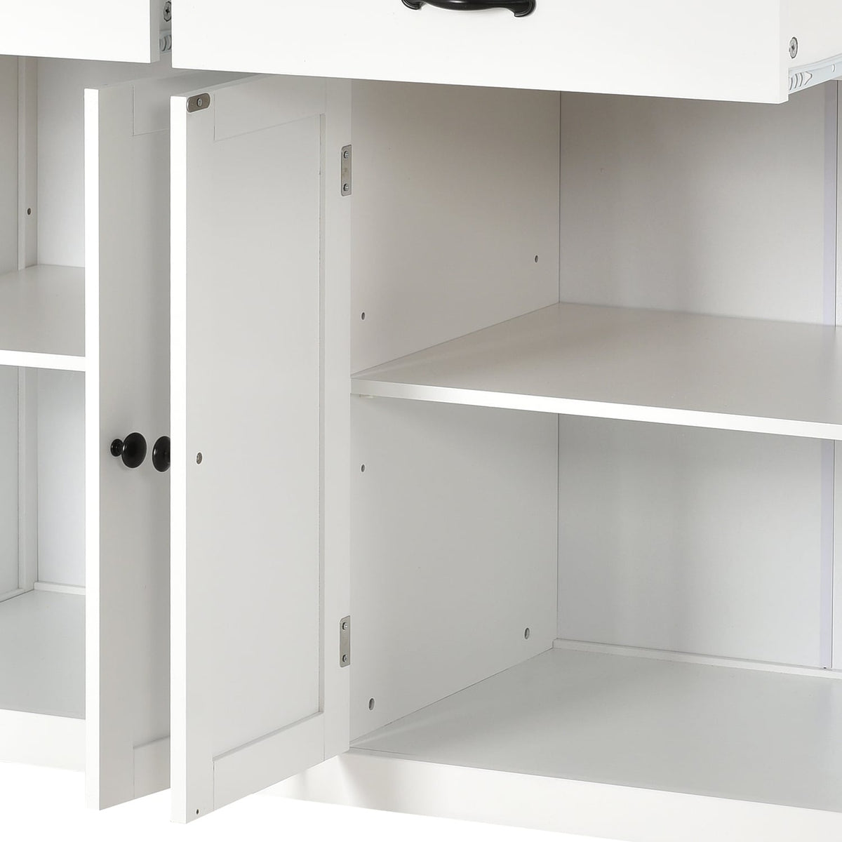 Bybafun White Mdf Base with Wood Top Rolling Kitchen Cart (18.5-in x 54.33-in x 36.22-in)