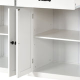 Bybafun White Mdf Base with Wood Top Rolling Kitchen Cart (18.5-in x 54.33-in x 36.22-in)