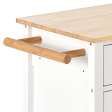Bybafun White Mdf Base with Wood Top Rolling Kitchen Cart (18.5-in x 54.33-in x 36.22-in)