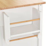 Bybafun White Mdf Base with Wood Top Rolling Kitchen Cart (18.5-in x 54.33-in x 36.22-in)
