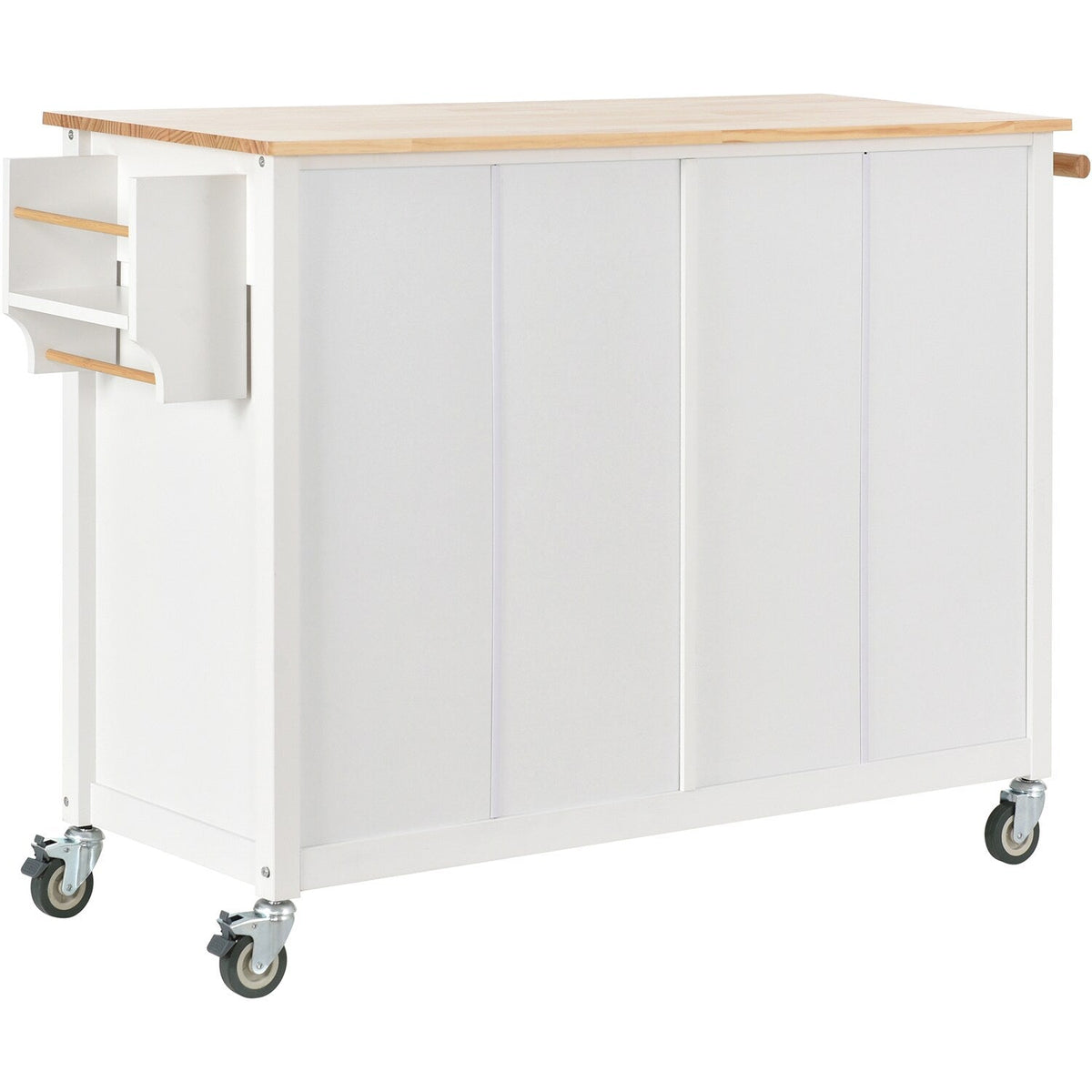 Bybafun White Mdf Base with Wood Top Rolling Kitchen Cart (18.5-in x 54.33-in x 36.22-in)