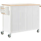 Bybafun White Mdf Base with Wood Top Rolling Kitchen Cart (18.5-in x 54.33-in x 36.22-in)