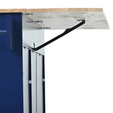 Bybafun Blue Mdf Base with Wood Top Rolling Kitchen Cart (29.5-in x 52.76-in x 36.81-in)