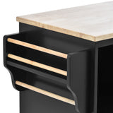 Bybafun Black Mdf Base with Wood Top Rolling Kitchen Cart (18.1-in x 50.8-in x 36.2-in)