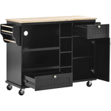 Bybafun Black Mdf Base with Wood Top Rolling Kitchen Cart (18.1-in x 50.8-in x 36.2-in)