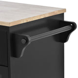 Bybafun Black Mdf Base with Wood Top Rolling Kitchen Cart (18.1-in x 50.8-in x 36.2-in)