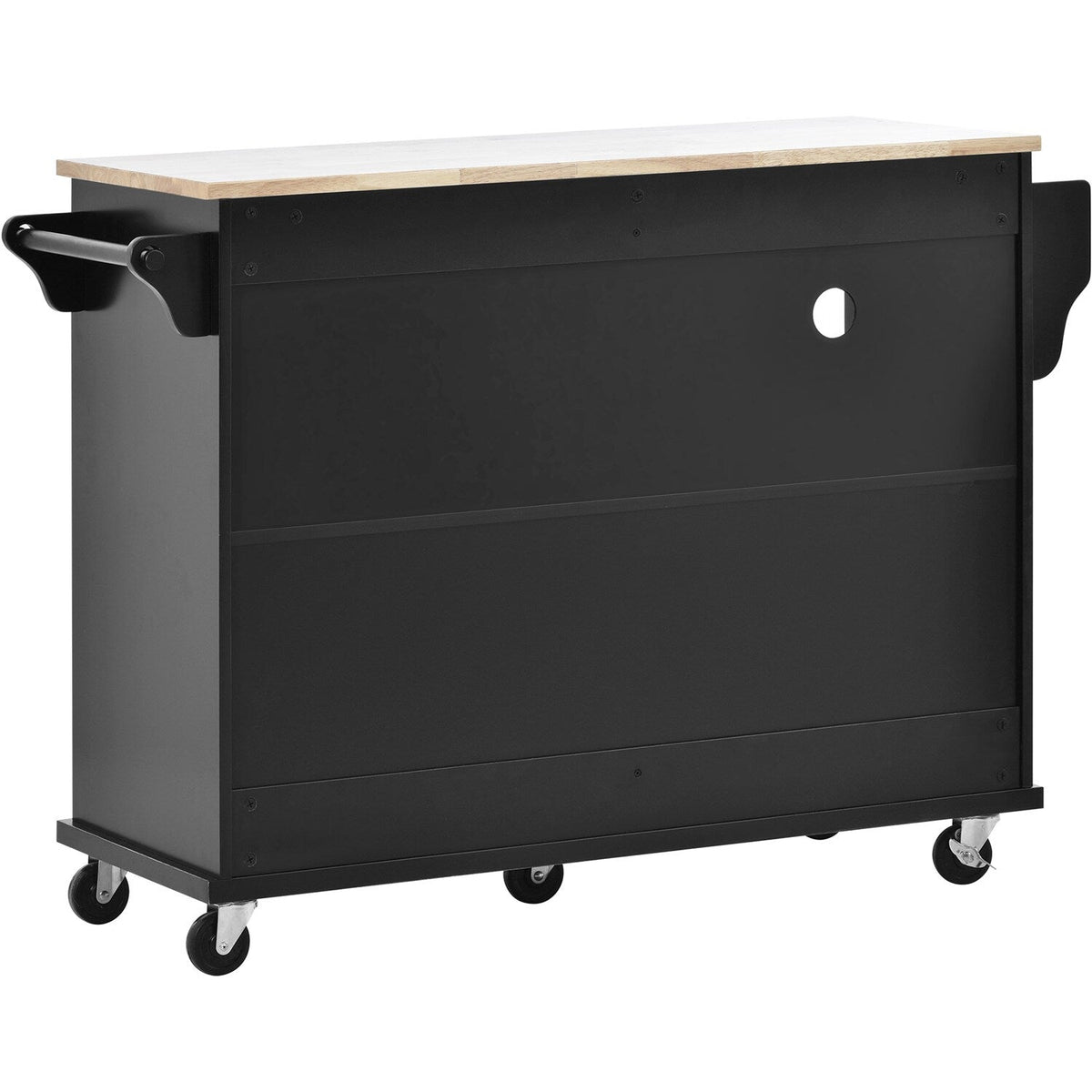 Bybafun Black Mdf Base with Wood Top Rolling Kitchen Cart (18.1-in x 50.8-in x 36.2-in)