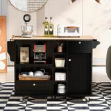 Bybafun Black Mdf Base with Wood Top Rolling Kitchen Cart (18.1-in x 50.8-in x 36.2-in)