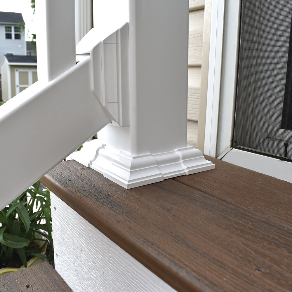 Freedom 4-in x 4-in White Vinyl Deck Post Base Trim